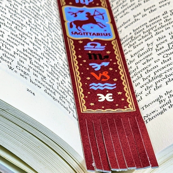Top-Grain Leather Decorative Zodiac Bookmarks - Sagittarius Astrology Sign - Picture 4 of 9